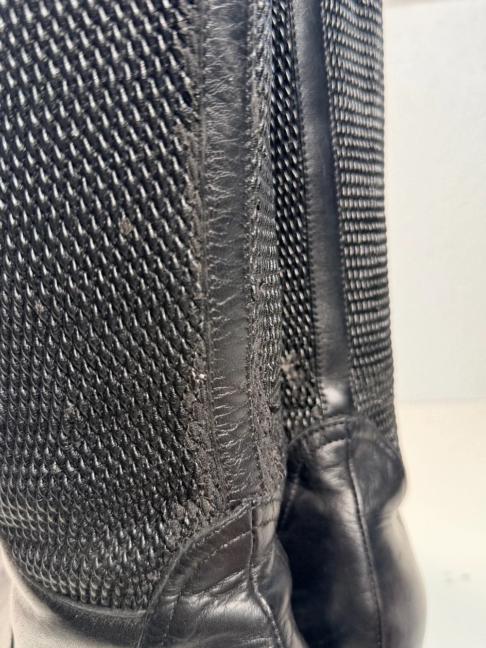 Aquatalia Black Leather Tall Riding Boots Mesh Panel Women Size 6.5 Italy